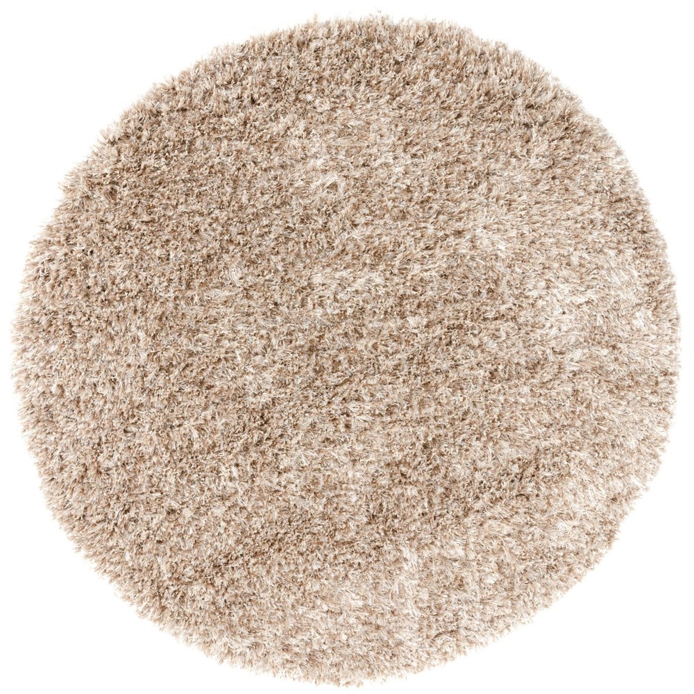 Ryedale Heather Circle Plain Shaggy Wool Rug in Cappuccino